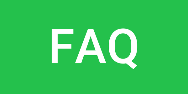 Weiße Buchstaben auf grünem Hintergrund, FAQ